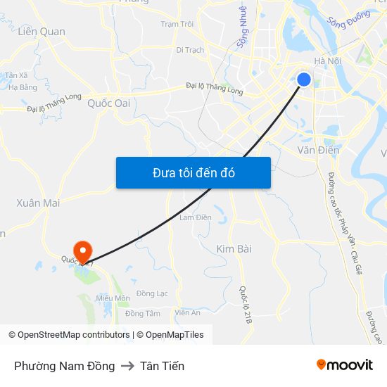 Phường Nam Đồng to Tân Tiến map