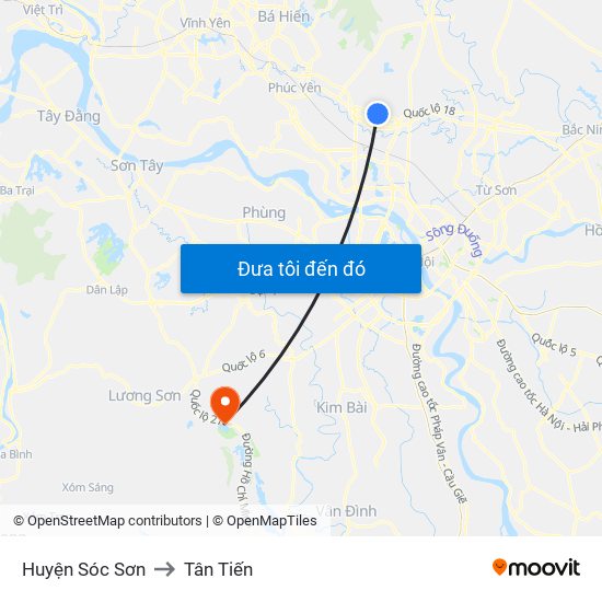 Huyện Sóc Sơn to Tân Tiến map