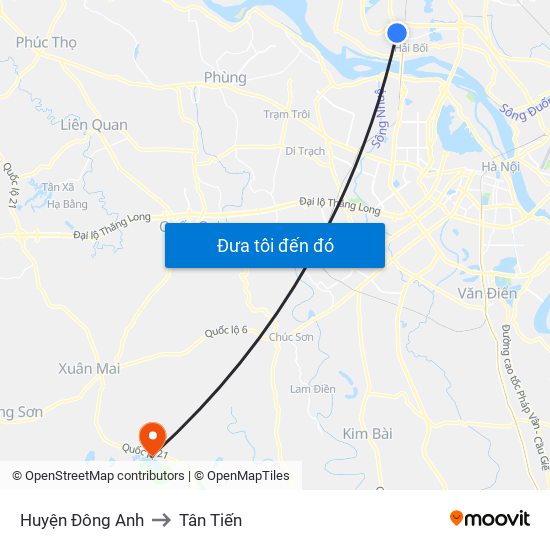 Huyện Đông Anh to Tân Tiến map