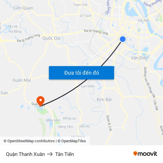 Quận Thanh Xuân to Tân Tiến map