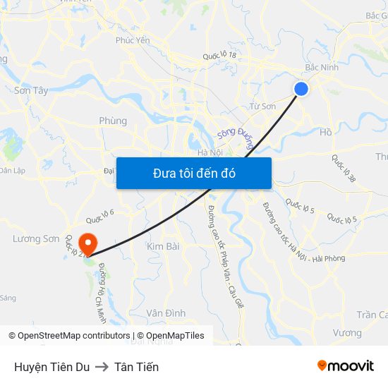 Huyện Tiên Du to Tân Tiến map