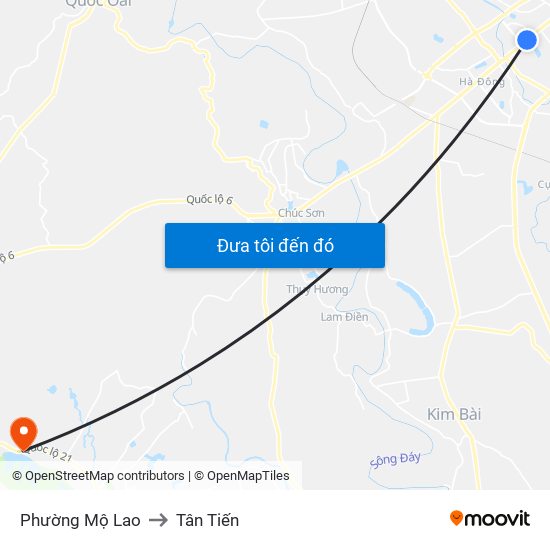 Phường Mộ Lao to Tân Tiến map