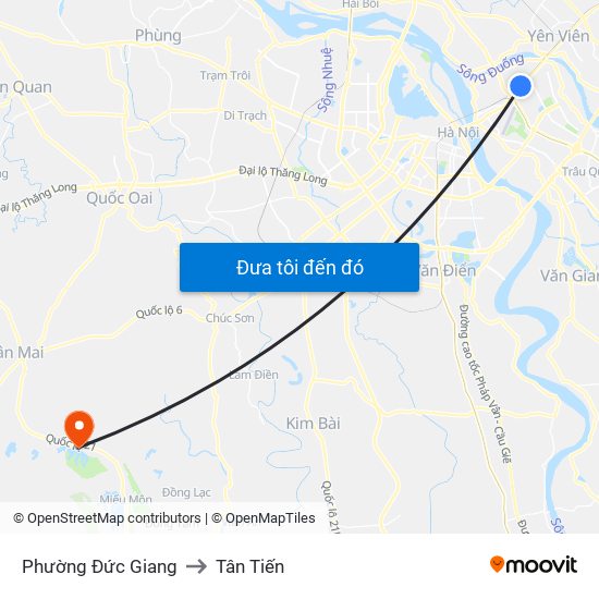 Phường Đức Giang to Tân Tiến map