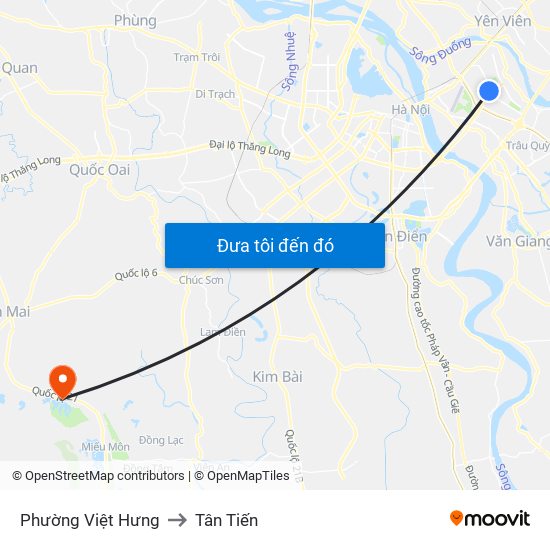 Phường Việt Hưng to Tân Tiến map