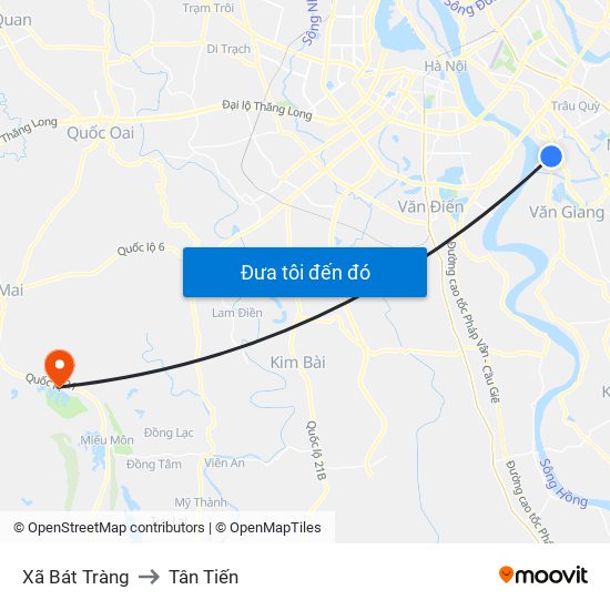 Xã Bát Tràng to Tân Tiến map