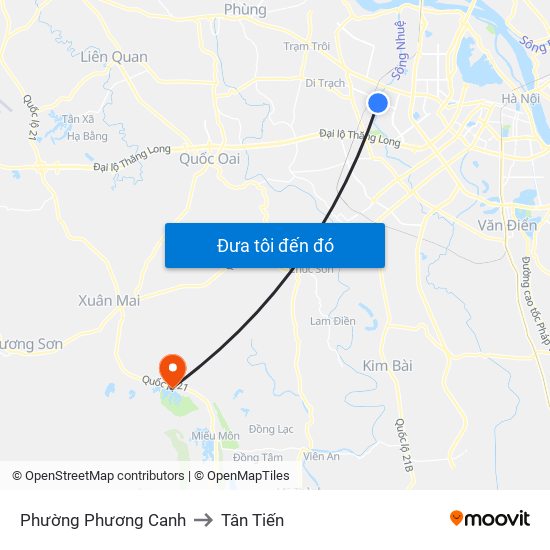 Phường Phương Canh to Tân Tiến map