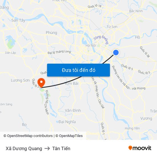 Xã Dương Quang to Tân Tiến map