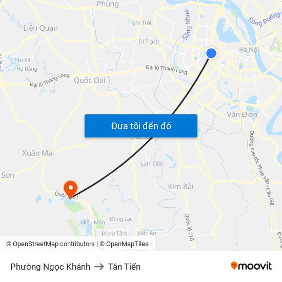 Phường Ngọc Khánh to Tân Tiến map