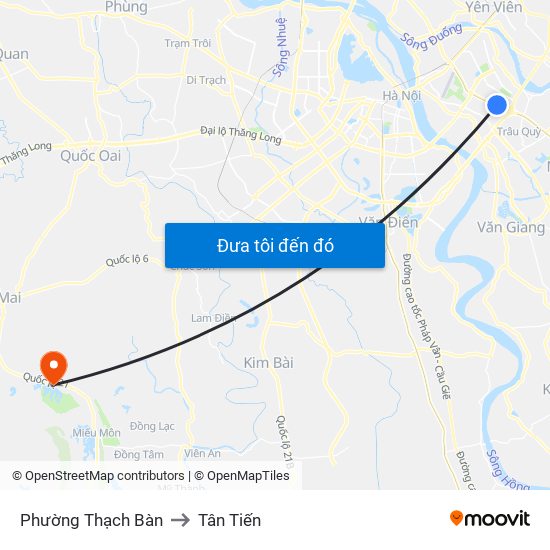 Phường Thạch Bàn to Tân Tiến map