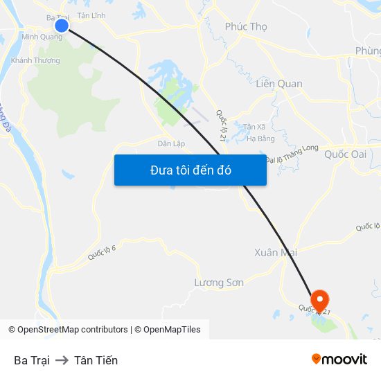 Ba Trại to Tân Tiến map