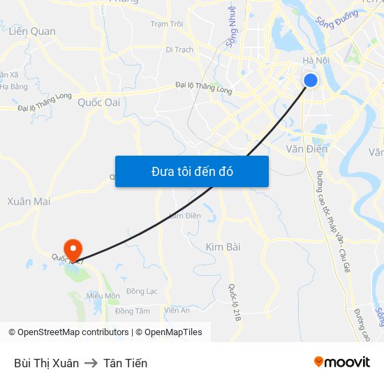 Bùi Thị Xuân to Tân Tiến map