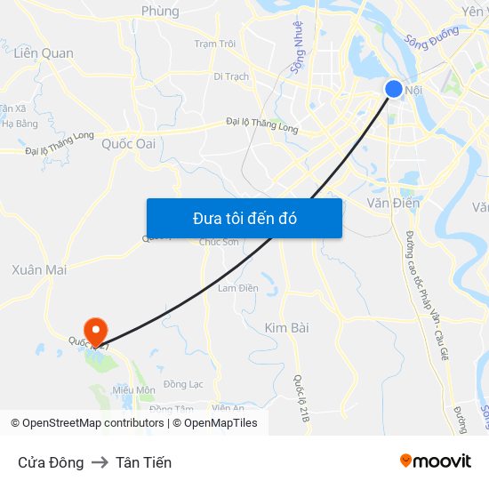 Cửa Đông to Tân Tiến map