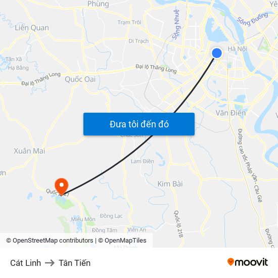 Cát Linh to Tân Tiến map