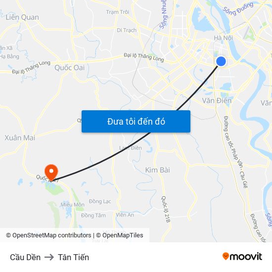 Cầu Dền to Tân Tiến map