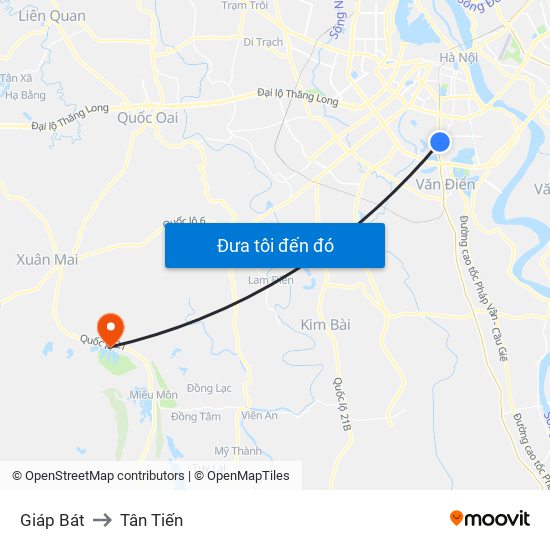 Giáp Bát to Tân Tiến map