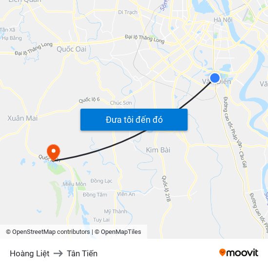 Hoàng Liệt to Tân Tiến map