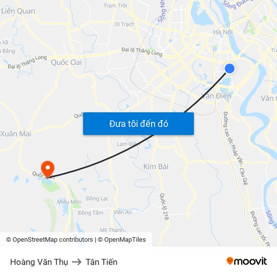 Hoàng Văn Thụ to Tân Tiến map