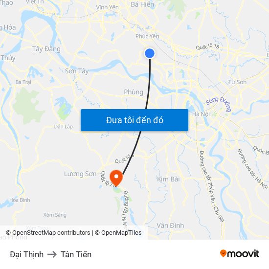 Đại Thịnh to Tân Tiến map