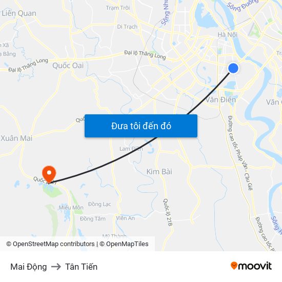 Mai Động to Tân Tiến map