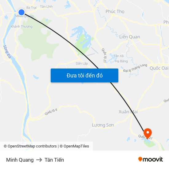 Minh Quang to Tân Tiến map