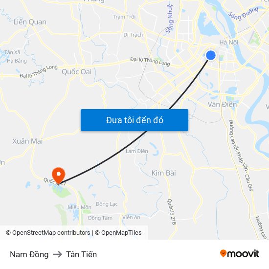 Nam Đồng to Tân Tiến map