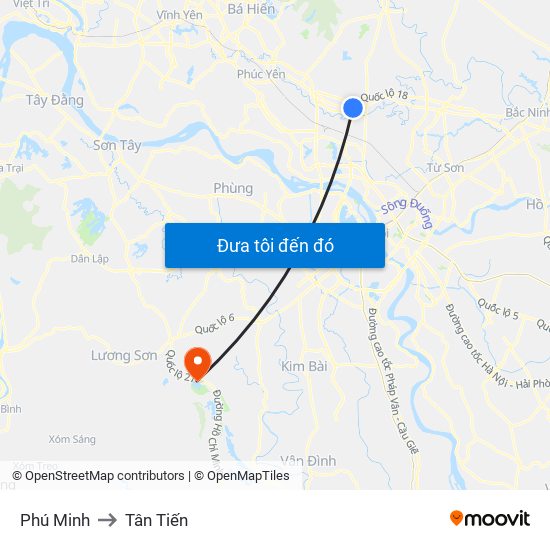Phú Minh to Tân Tiến map