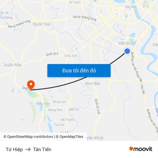 Tứ Hiệp to Tân Tiến map