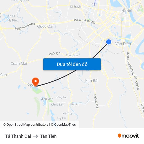 Tả Thanh Oai to Tân Tiến map