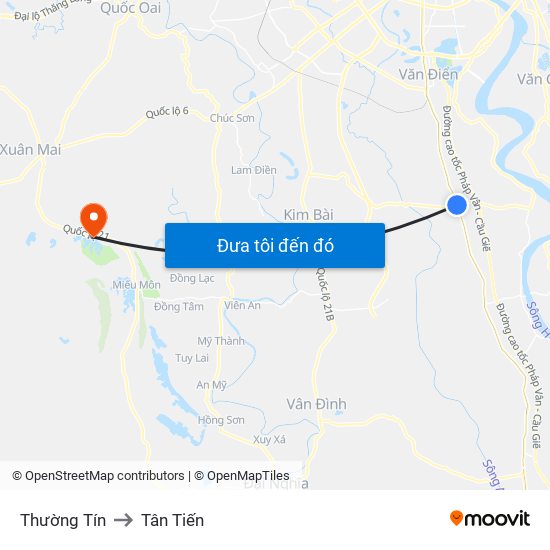 Thường Tín to Tân Tiến map