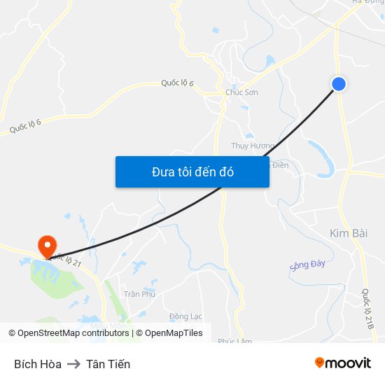 Bích Hòa to Tân Tiến map