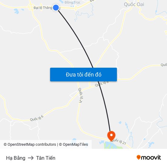 Hạ Bằng to Tân Tiến map