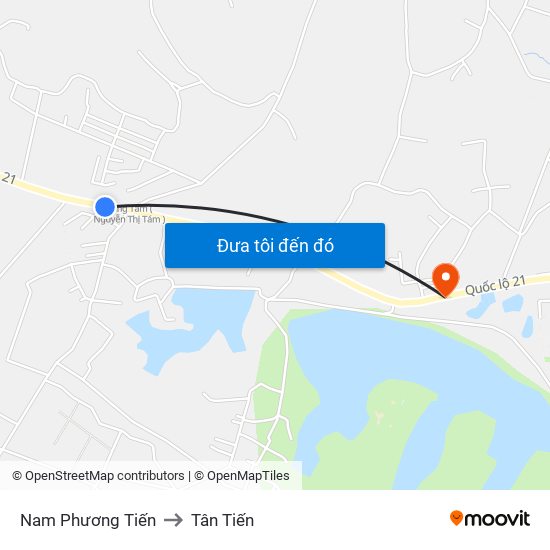 Nam Phương Tiến to Tân Tiến map