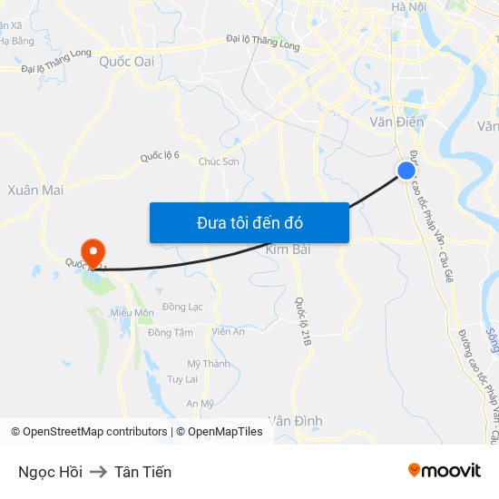 Ngọc Hồi to Tân Tiến map