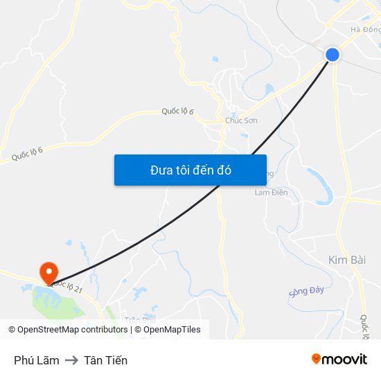 Phú Lãm to Tân Tiến map