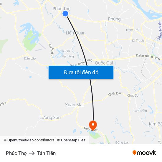 Phúc Thọ to Tân Tiến map