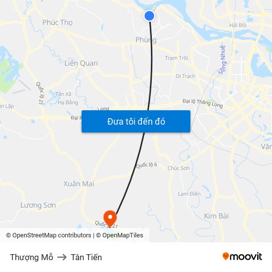 Thượng Mỗ to Tân Tiến map