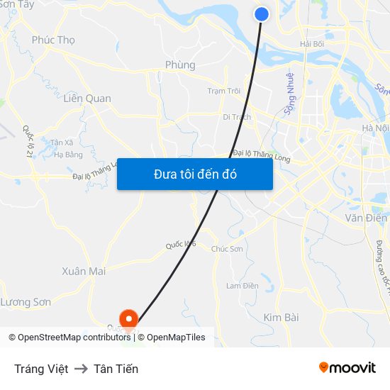 Tráng Việt to Tân Tiến map