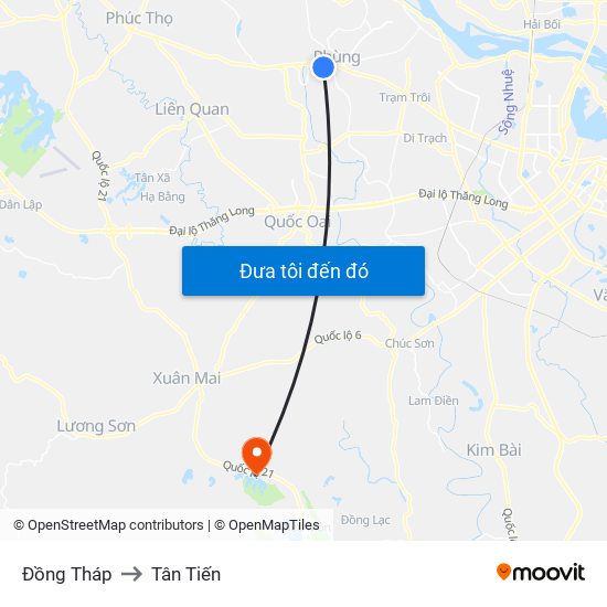 Đồng Tháp to Tân Tiến map