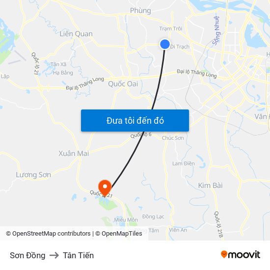 Sơn Đồng to Tân Tiến map