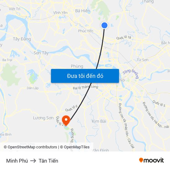 Minh Phú to Tân Tiến map