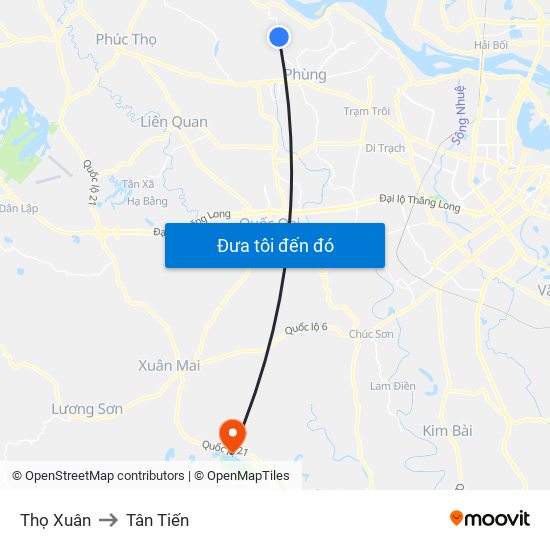 Thọ Xuân to Tân Tiến map