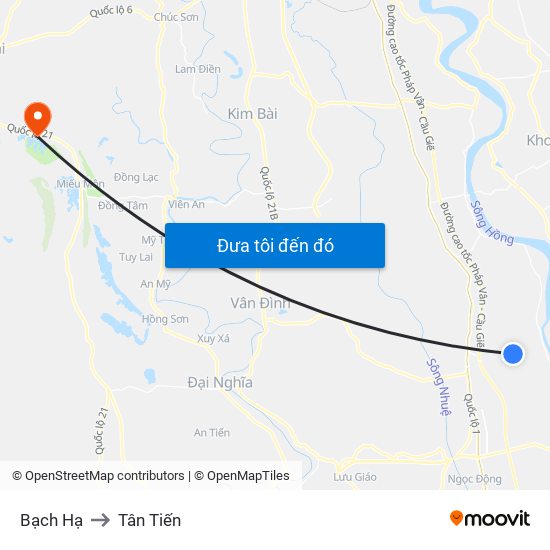 Bạch Hạ to Tân Tiến map