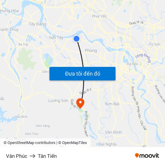 Vân Phúc to Tân Tiến map