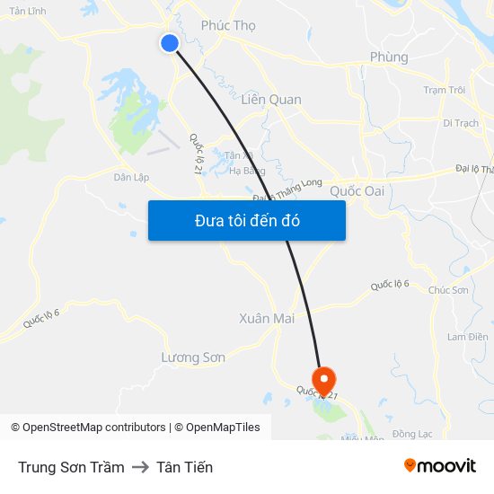 Trung Sơn Trầm to Tân Tiến map