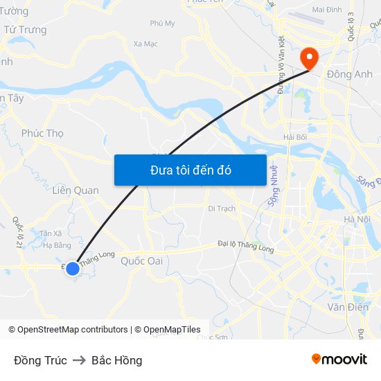 Đồng Trúc to Bắc Hồng map