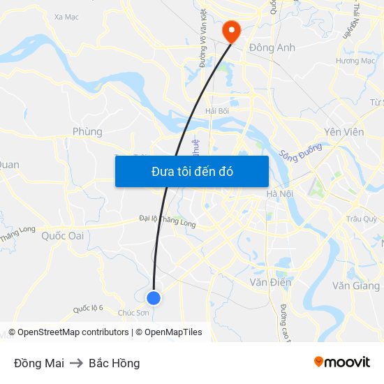 Đồng Mai to Bắc Hồng map