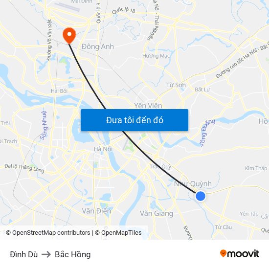 Đình Dù to Bắc Hồng map