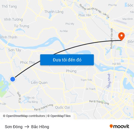 Sơn Đông to Bắc Hồng map