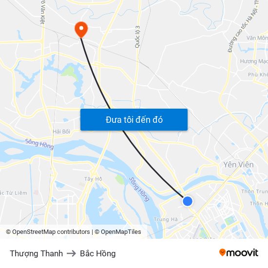 Thượng Thanh to Bắc Hồng map