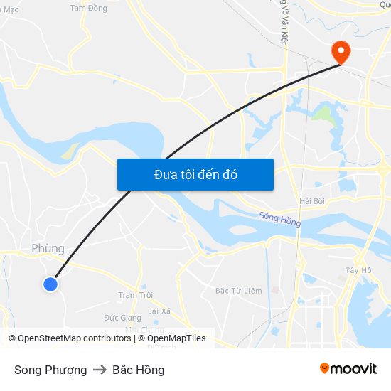 Song Phượng to Bắc Hồng map